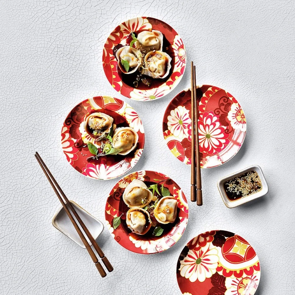 New! Crate&Barrel Fortune Garden Stoneware Appetizer Plate, Set of 10